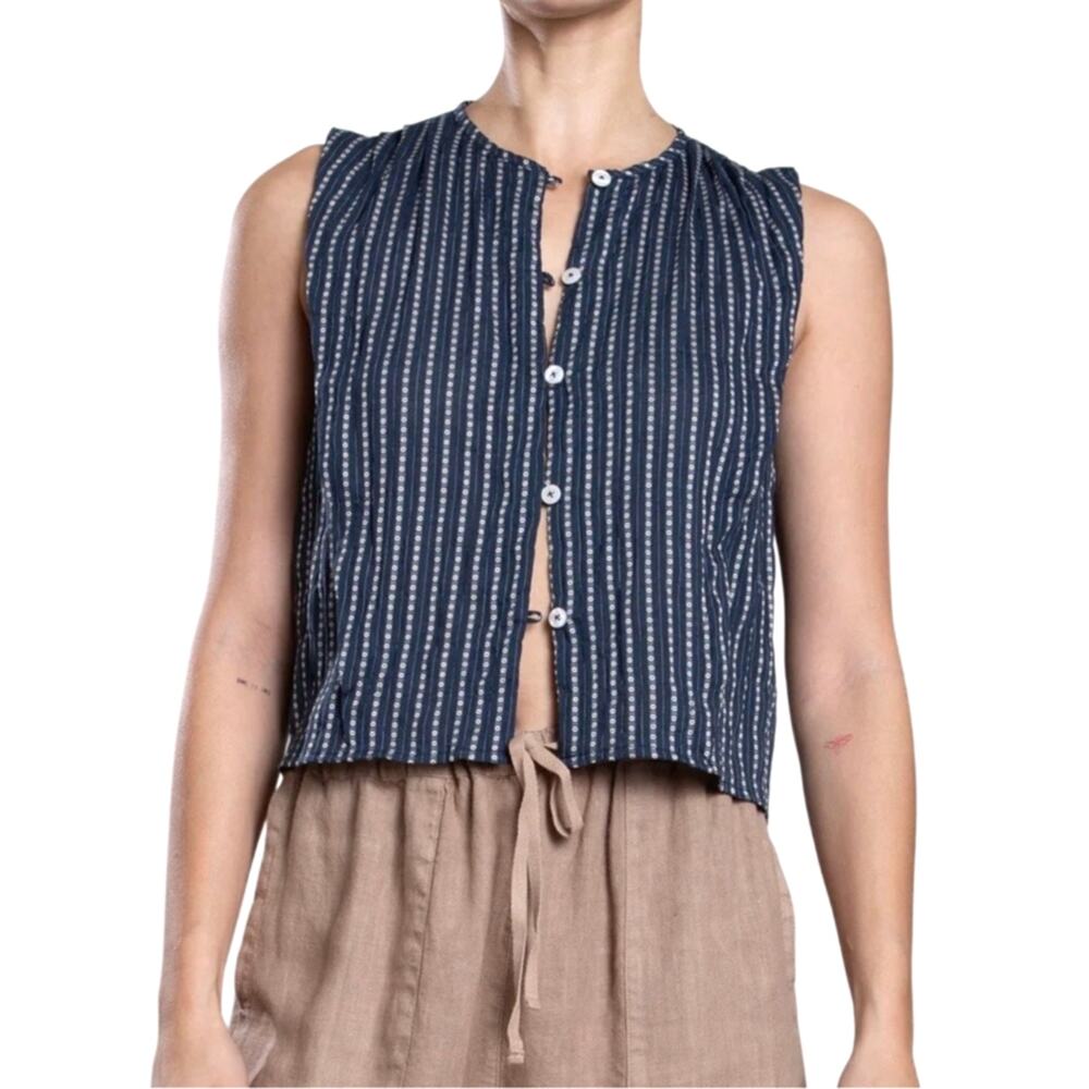 Pharaoh Collection Jillian Top in Heritage Dobby Ink Size 2/Med NEW